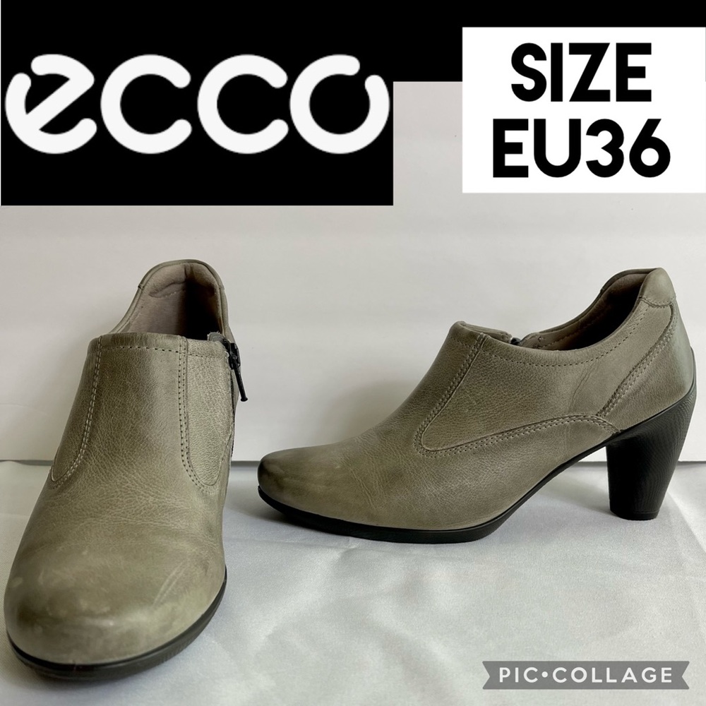 Ecco Womens Boots Gray Leather Comfort Ankle Bootie Side Zip EU 36 US 5-5.5